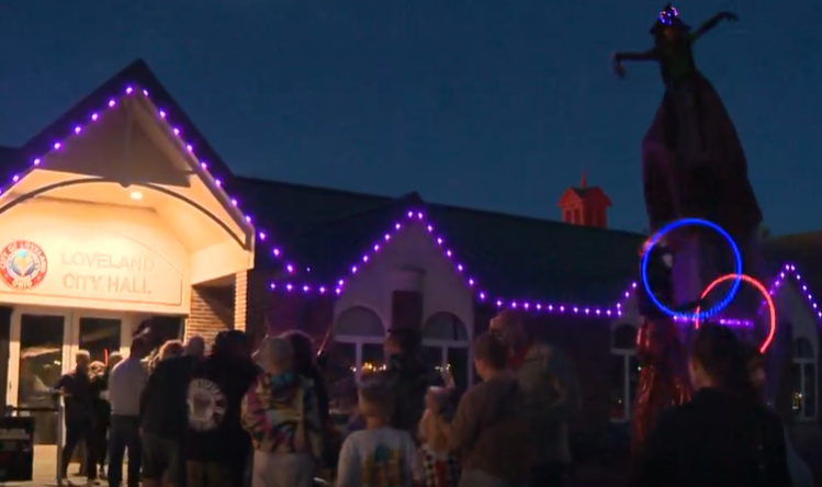 Loveland City Hall decorated for Halloween festivities